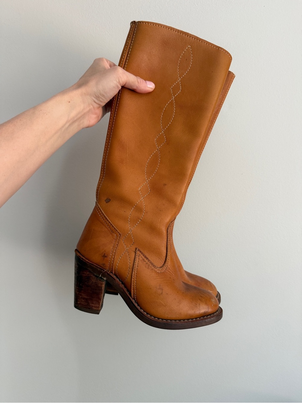 Vintage 70s/80s Buffalos Western Boots Honey Cognac Leather - Picture 1 of 7